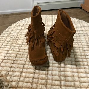 Brand New Genuine Suede Tassel Ankle Boots